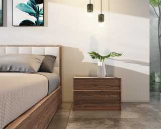 Charlotte Bed with Hunter Night Stand - Staged