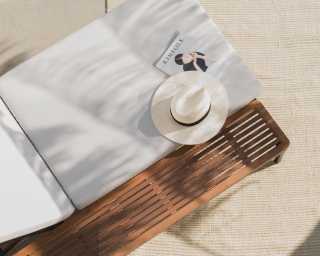 Francis Outdoor Lounger in palisades and black frame 