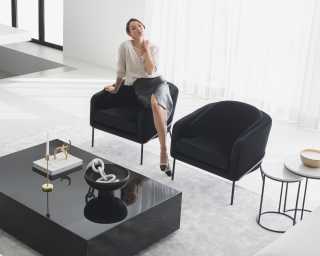 Antonio Scene featuring Angelo Lounge Chair and Asha Rug - Istambul Pearl