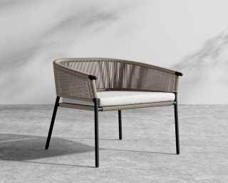 Afton Outdoor Lounge Chair - Black Frame - Taupe Cord