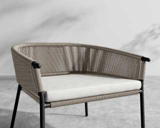 Afton Outdoor Lounge Chair - Black Frame - Taupe Cord