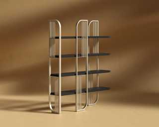 Apollo_Bookshelf_Champagne - Black Oak