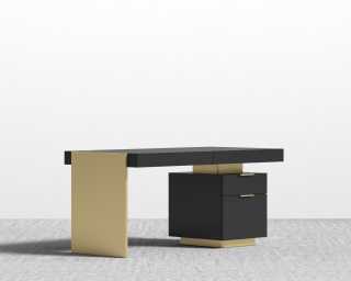 Arlo Desk - Brushed Brass - Black Oak