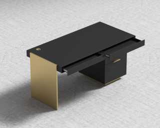 Arlo Desk - Brushed Brass - Black Oak