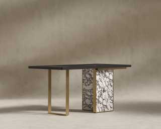 Augustus Desk - 63" - Black Oak - Viola Marble Base 