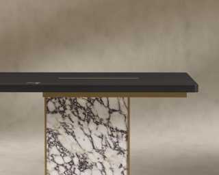 Augustus Desk - 63" - Black Oak - Viola Marble Base 