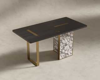 Augustus Desk - 63" - Black Oak - Viola Marble Base 