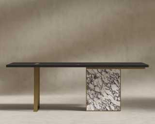 Augustus Desk - 88" - Black Oak - Viola Marble Base 