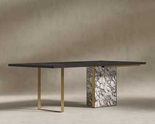 Augustus Desk - 88" - Black Oak - Viola Marble Base 