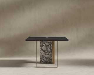 Augustus Desk - 88" - Black Oak - Viola Marble Base 