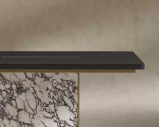 Augustus Desk - 88" - Black Oak - Viola Marble Base 