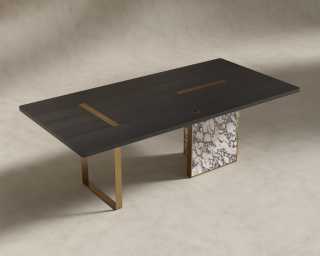 Augustus Desk - 88" - Black Oak - Viola Marble Base 