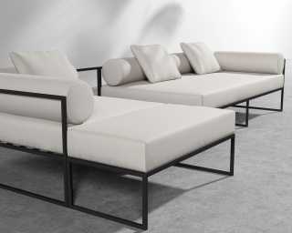 Everett Outdoor LHF Sectional Sofa - Palisades - Black Frame