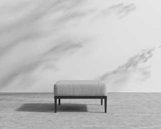 Francis Outdoor Ottoman - Encino - Black Frame