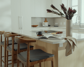 Elbow Counter Stool - Walnut - Trento Black