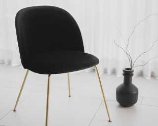 Iris Chair in Black Vintage Velvet and Brass legs Iris Chair in Black Vintage Velvet and Brass legs