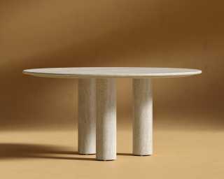 Maximus Round Table - White Travertine Maximus Round Table - White Travertine