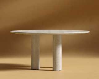 Maximus Round Table - White Travertine Maximus Round Table - White Travertine