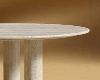 Maximus Round Table - White Travertine Maximus Round Table - White Travertine