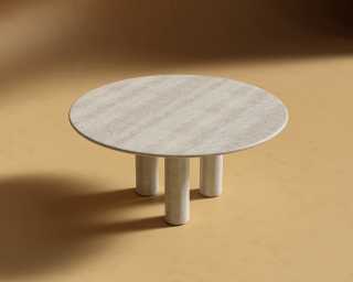 Maximus Round Table - White Travertine Maximus Round Table - White Travertine
