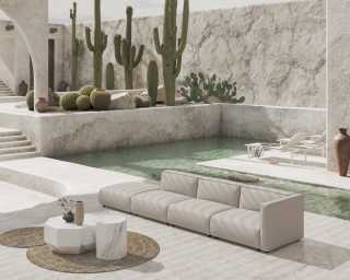 Outdoor Arya Modular in palisades featuring Leia Side and Coffee table