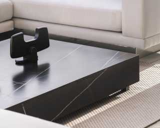 Outdoor Dresden Scene featuring Outdoor Liza Coffee Table in black ceramic