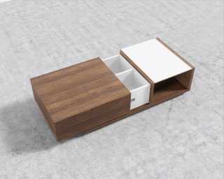 Truman Coffee Table - Walnut Veneer - White Frosted Glass