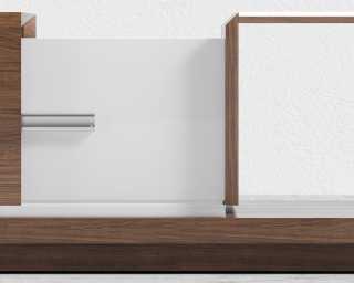 Truman Coffee Table - Walnut Veneer - White Frosted Glass