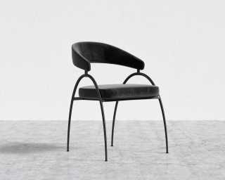 Uma Dining Chair - Black Frame - Plush Velvet - Black