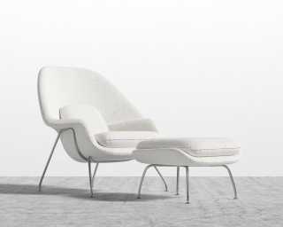Womb Chair and Ottoman - Chatou Boucle - Pearl