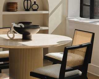 Athena Dining Table Scene with Javert Dining chairs 