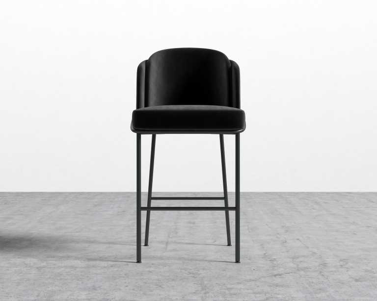 Angelo Barstool - Vintage Velvet - Black - Black Frame