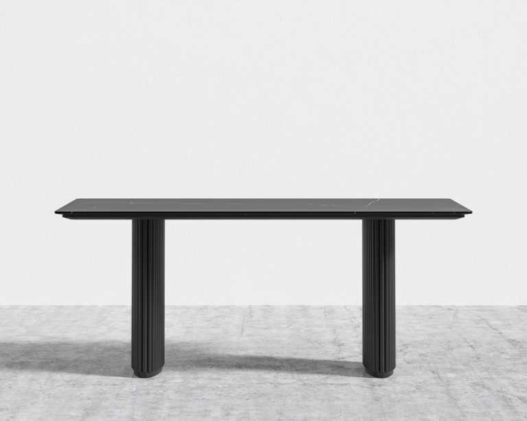 Athena Dining Table - Black Marble - Ebony Base