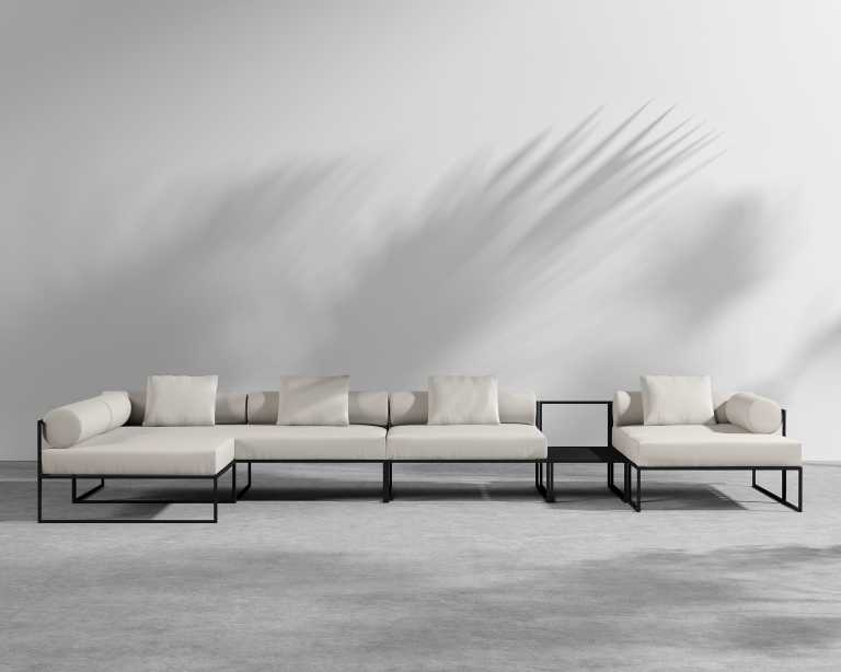 Everett Outdoor Modular Sectional - Left Hand Facing - Palisades - Black 