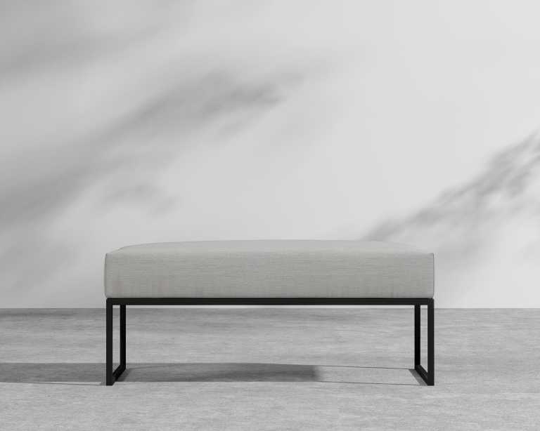 Everett Outdoor Ottoman - Encino - Black