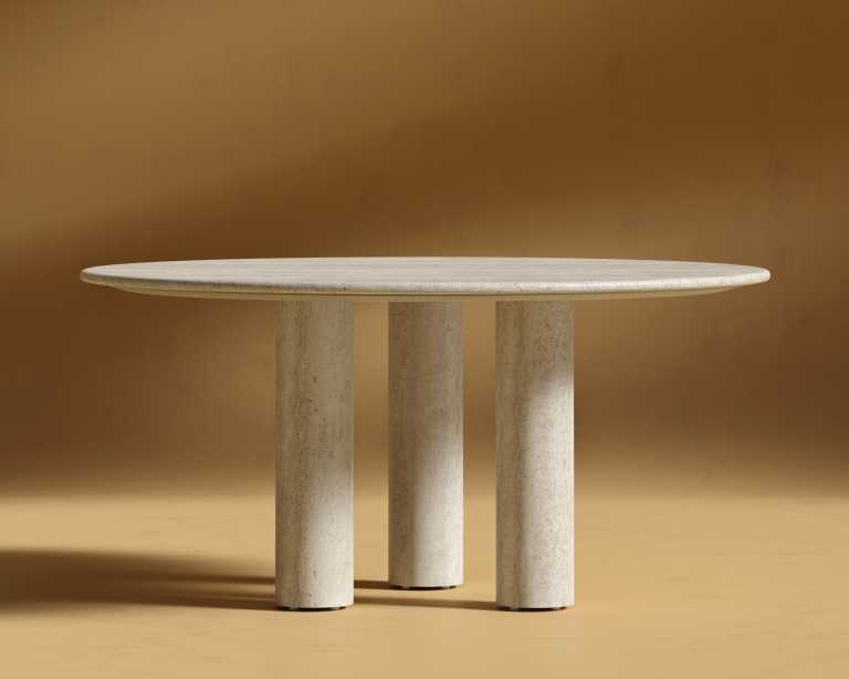Maximus Round Table - White Travertine Maximus Round Table - White Travertine